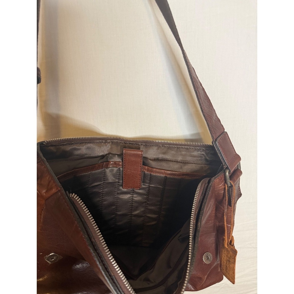 Unbranded Brown Genuine Leather Messenger Bag Crossbody Laptop Tech Satchel - Picture 3 of 8
